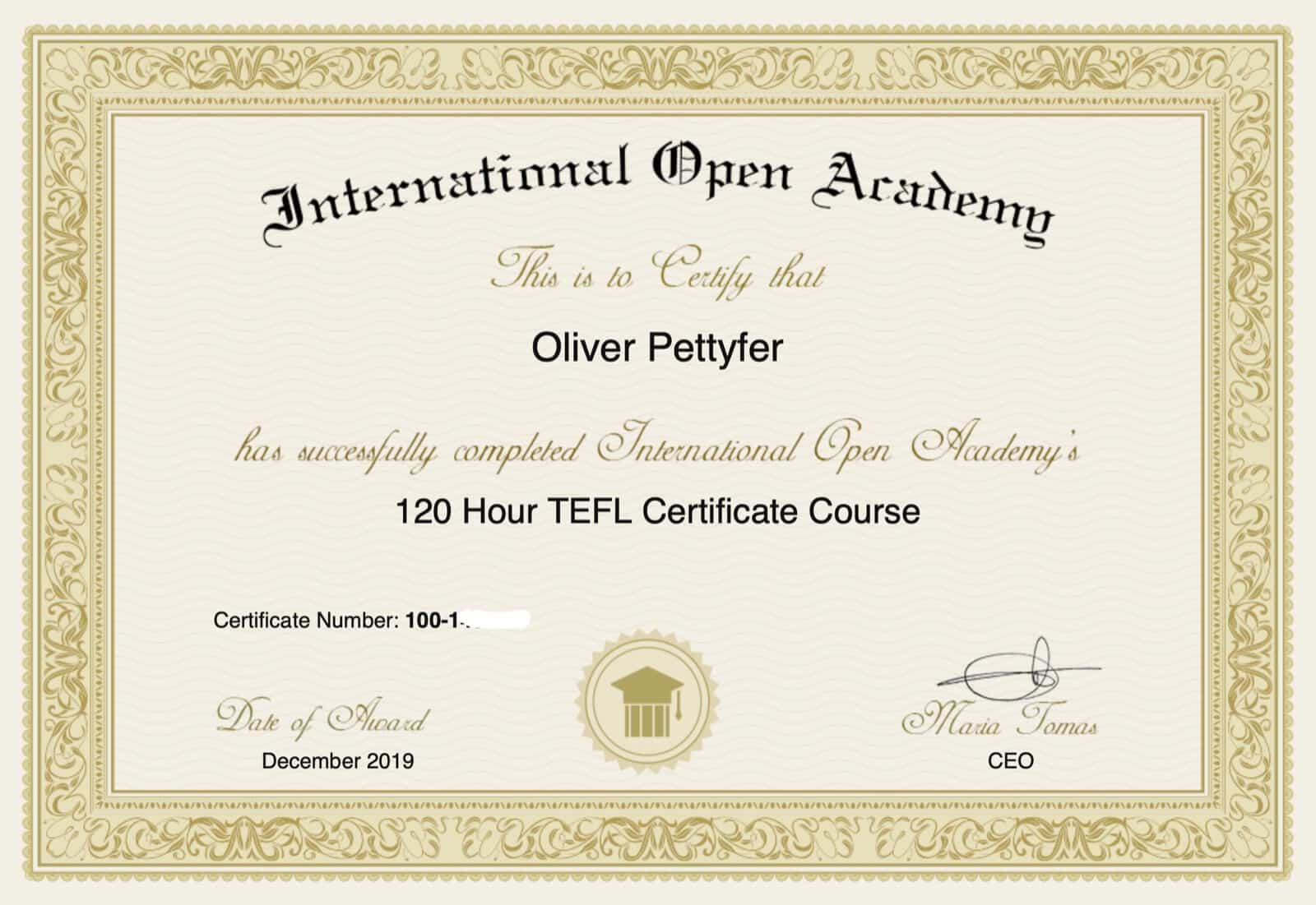 TEFL certificate